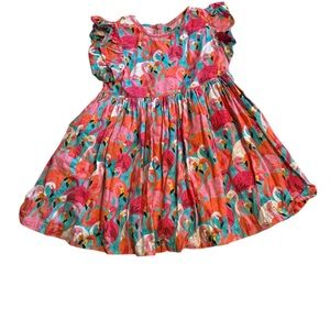 Colorful Kids Dress with Ruffled Sleeves